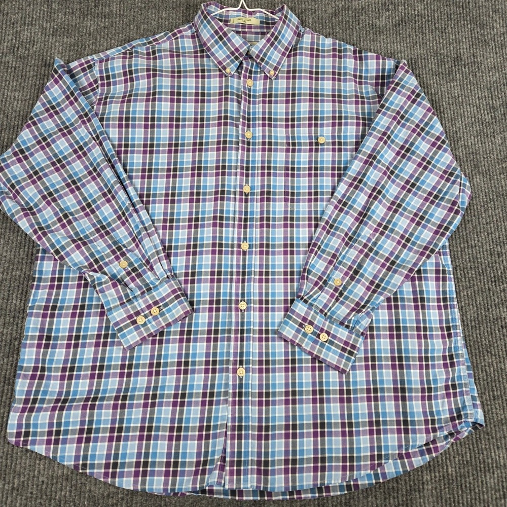 ORVIS Mens Plaid Button‎ Down Shirt Long Sleeve Cotton XXL Blue Purple Black